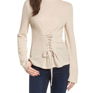BP. Rib Knit Corset Sweater in Ivory